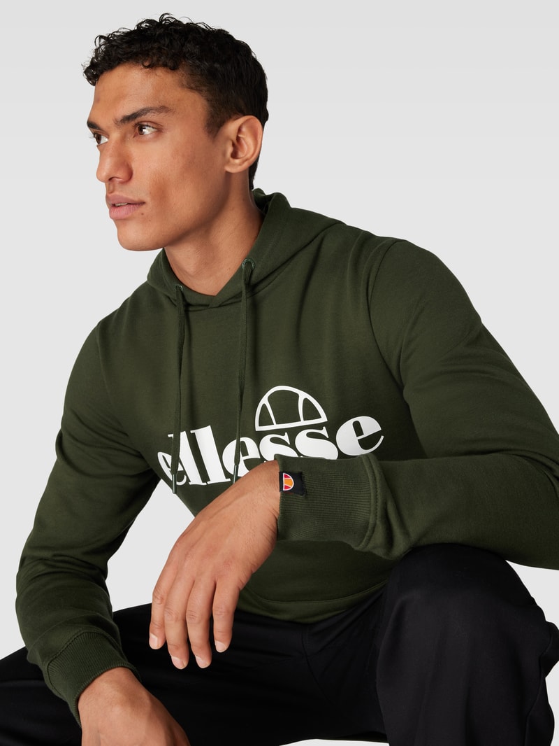 Hoodie mit Label-Print Modell 'Oodia' in dunkelgrün