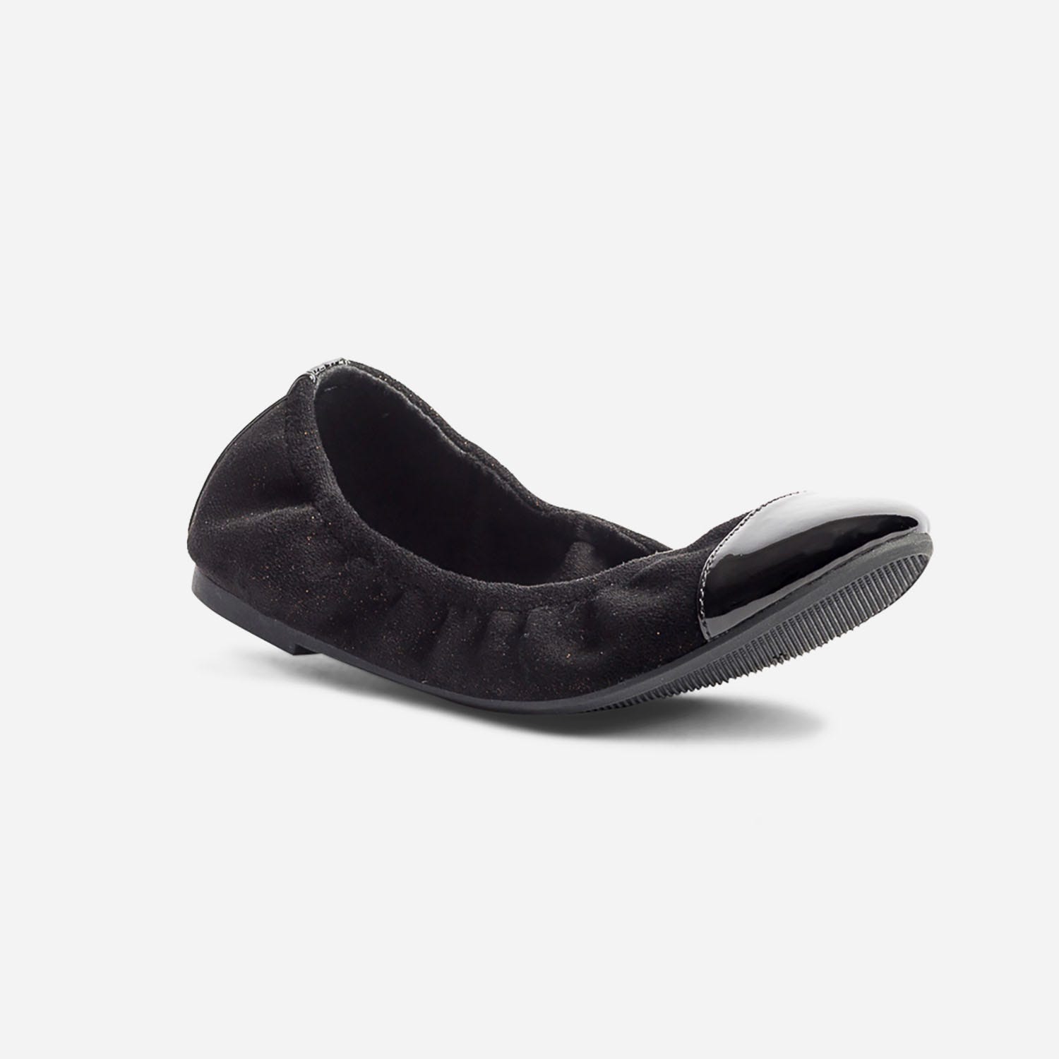 Ballerine noire à paillettes et bout verni