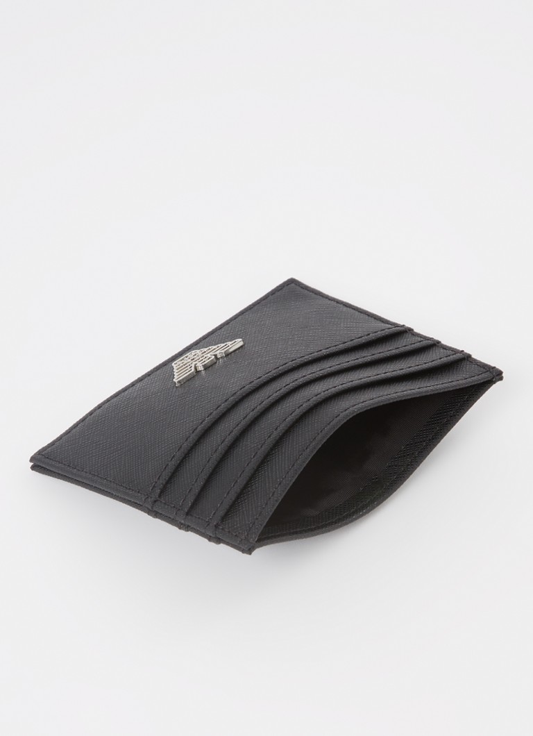 Portofel din piele pentru carduri Emporio Armani cu breloc, în cutie cadou.