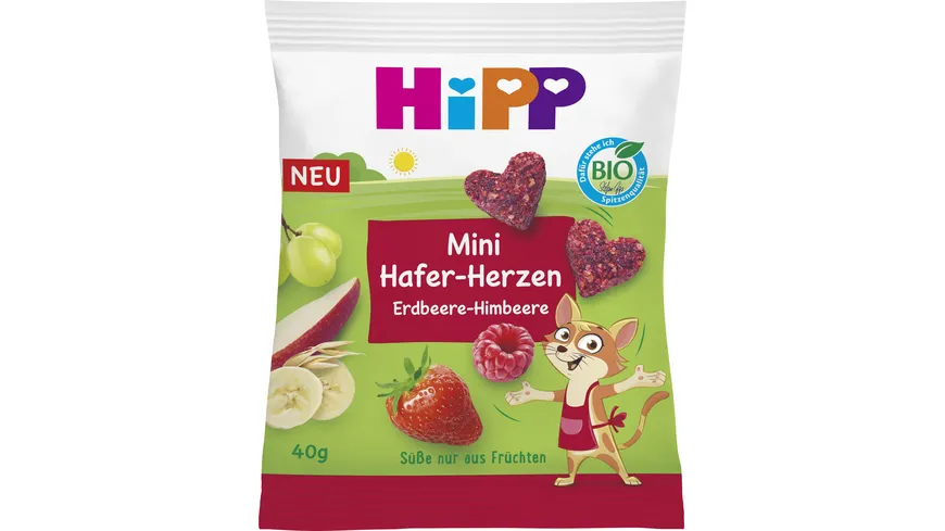 HiPP Mini Hafer Herzen Erdbeere-Himbeere 40 g