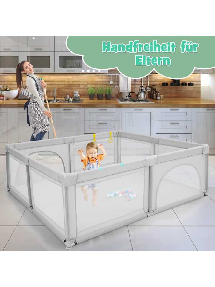 COSTWAY Laufstall 10 Monate - 6 Jahre in Grau günstig kaufen 205 x 190