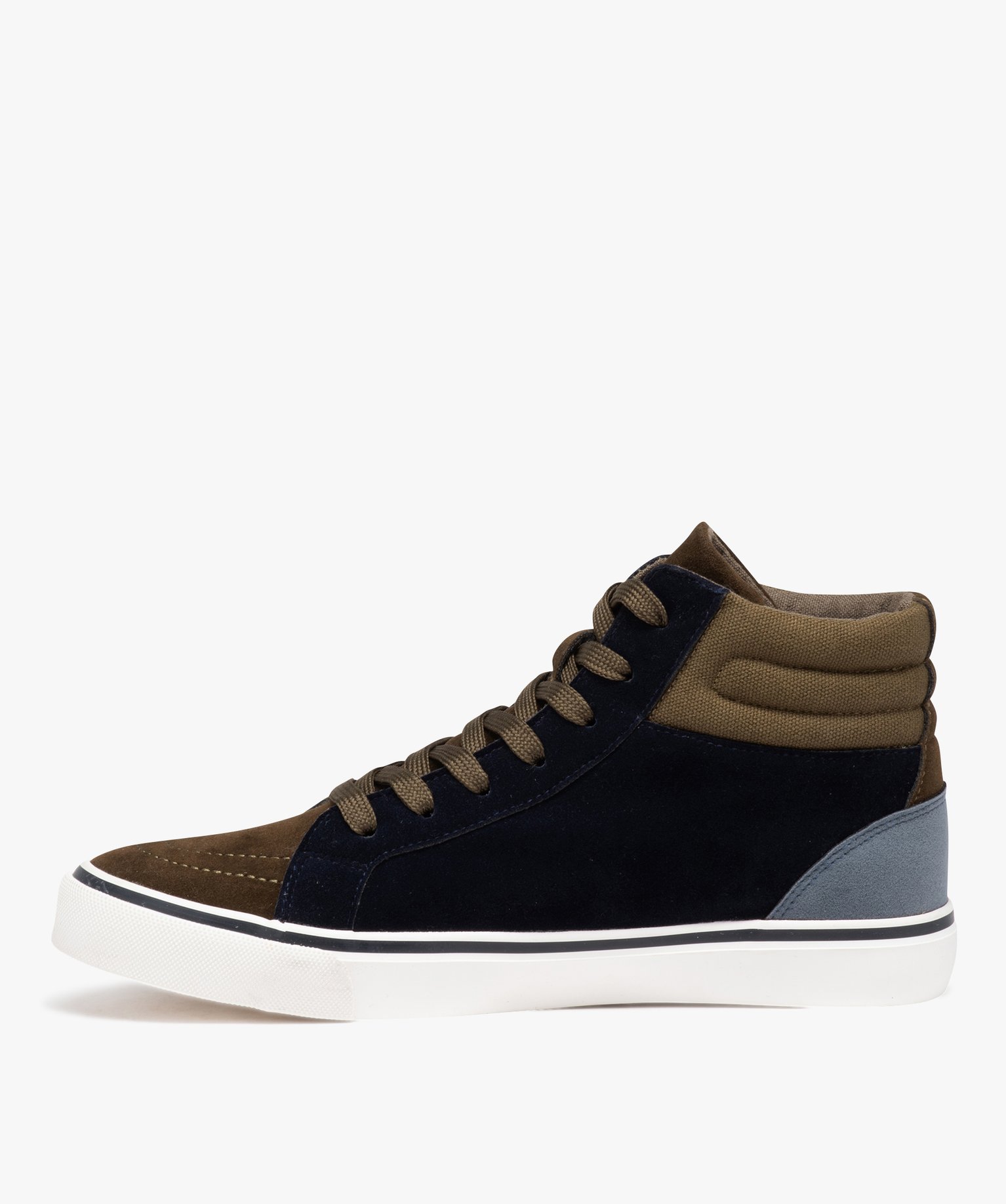 Baskets homme mid-cut en suédine à col rembourré kaki | GEMO