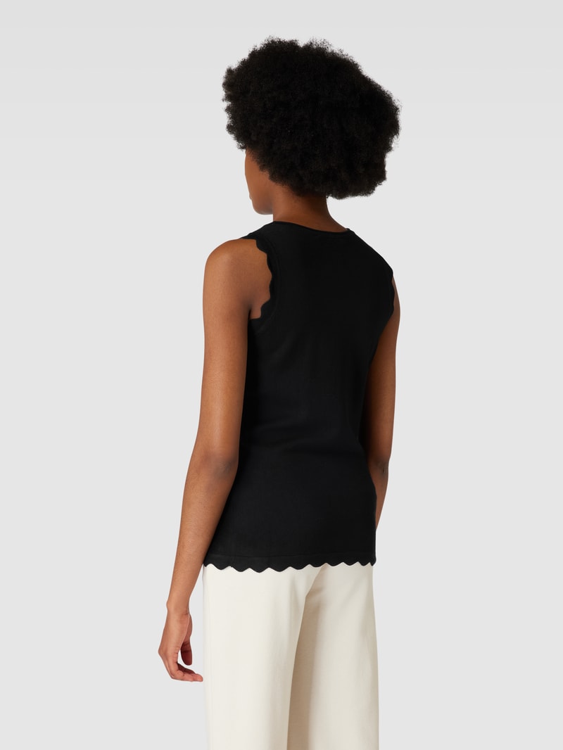 Tanktop mit Wellensaum in schwarz