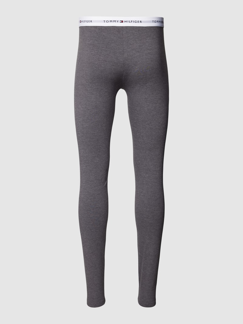 Leggings mit elastischem Label-Bund Modell 'SIGNATURE' in dunkelgrau meliert