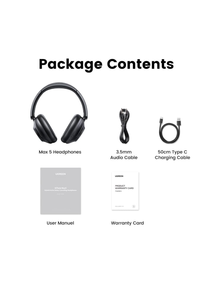 Ugreen Over- Ear- Kopfhörer - HiTune Max5 kabellose On-Ear-Kopfhörer in Schwarz günstig kaufen onesize