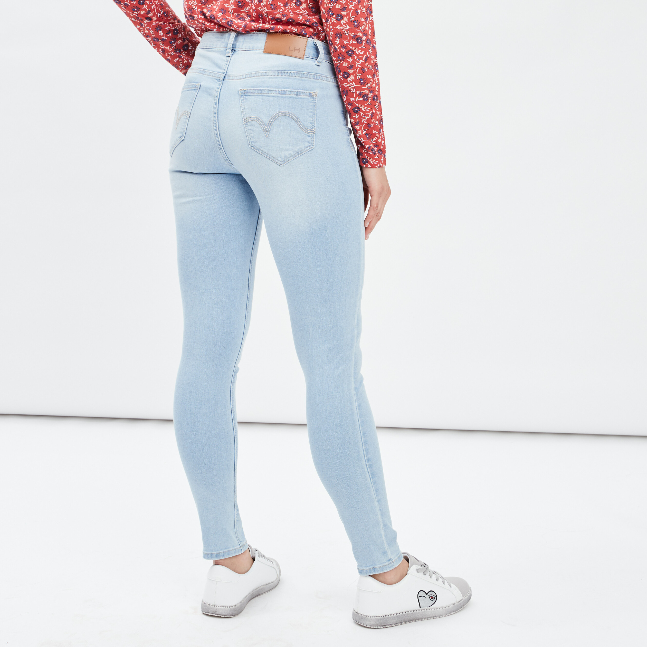 Jeans skinny taille basse denim bleach femme | La Halle
