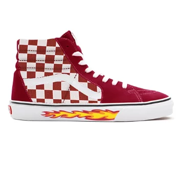 Red Checkerboard Flame Sk8-Hi personalizzate