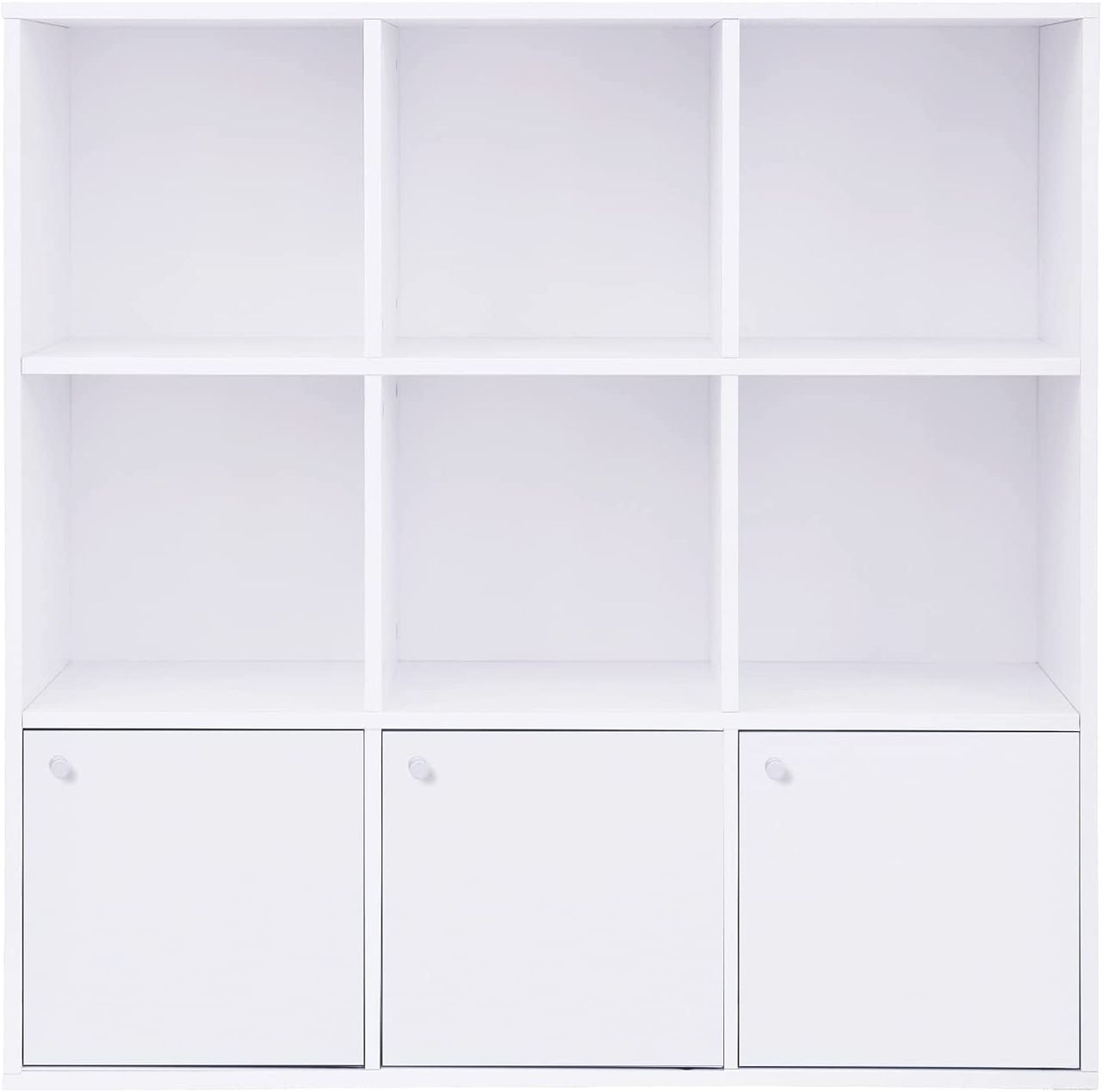 Vasagle Bücherregal mit 3 Türen, weiß