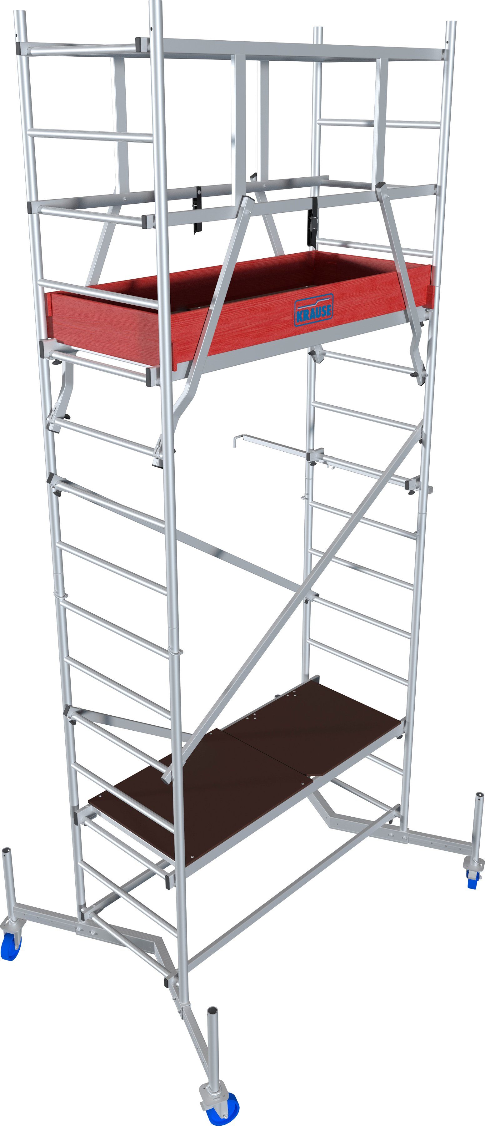 KRAUSE Arbeitsgerüst ClimTec System, (Set), Komplettgerüst, inkl. 1 Aufstockung und Fahrrollensatz 125 mm