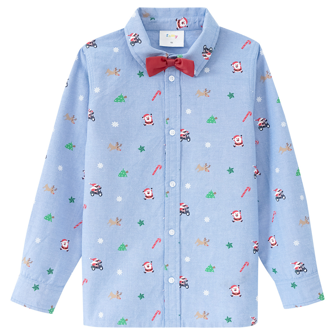 Jungen Weihnachtshemd mit Fliege hellblau