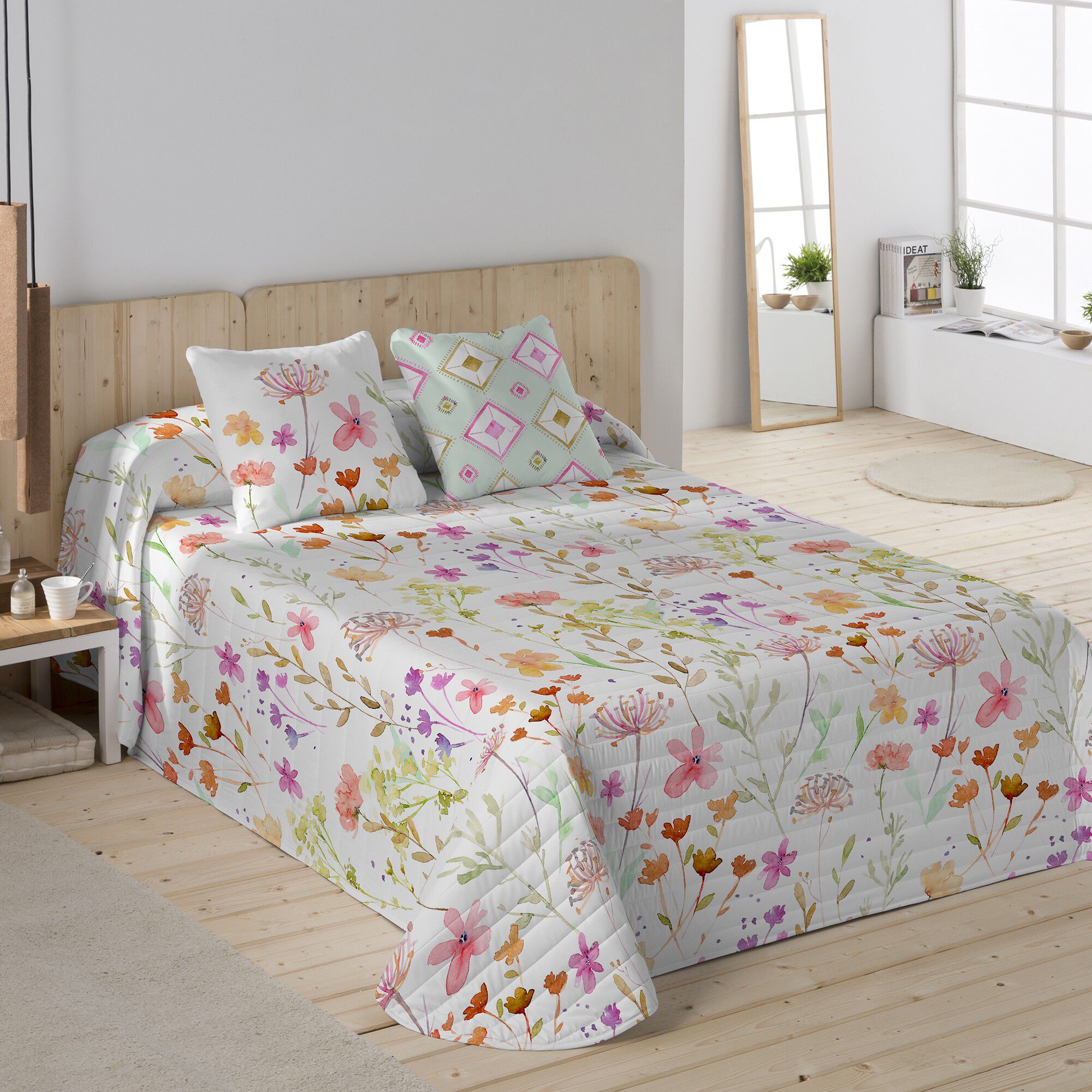 Couvre-lit matelassé imprimé Fleurs d'été