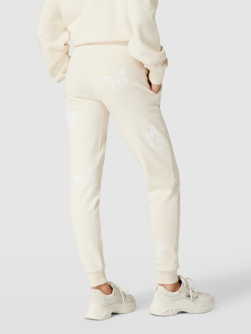 Sweatpants mit Motiv-Print in beige