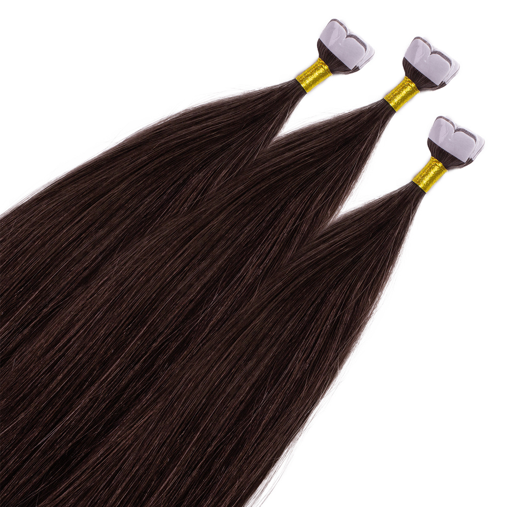 hair2heart Extensions adhesives Mini Tape Premium cheveux naturels #4 Marron extensions