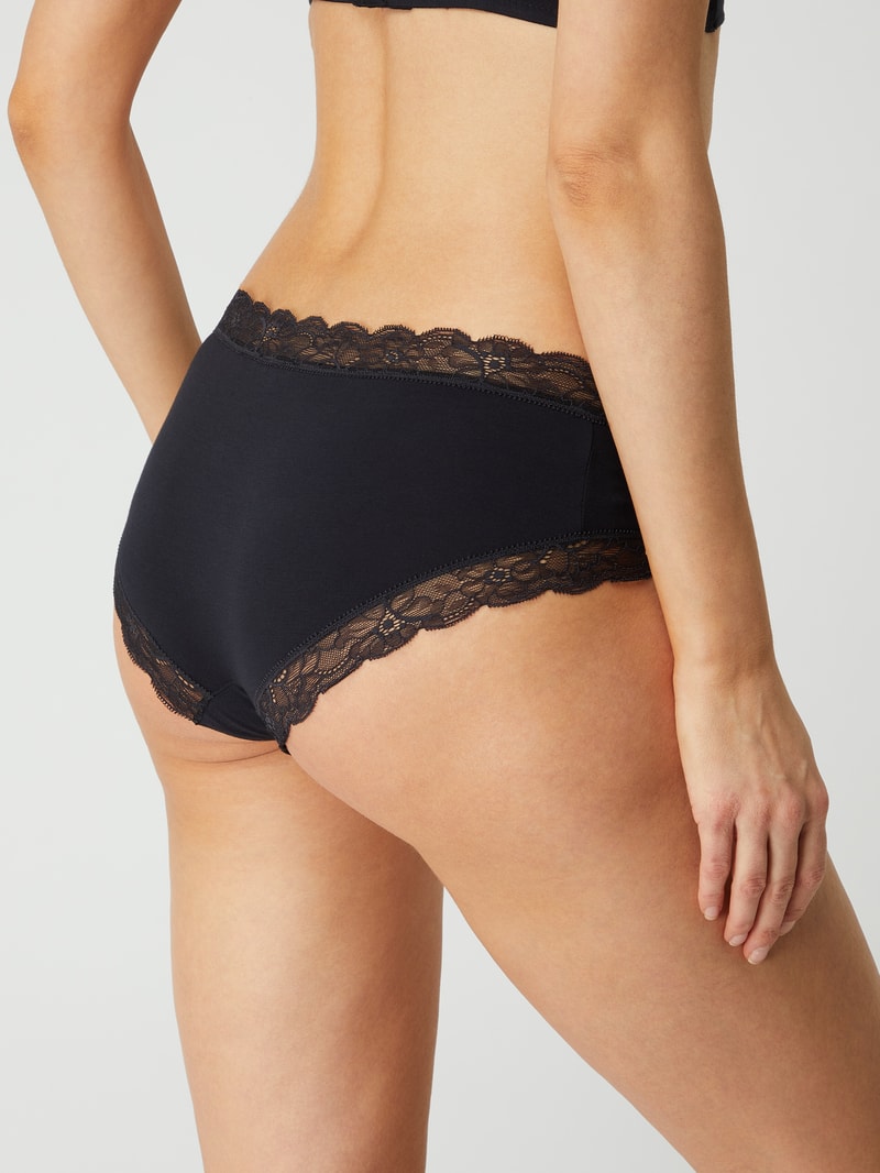 Hipster mit Spitzenbesatz Modell 'Cotton Lace' in schwarz