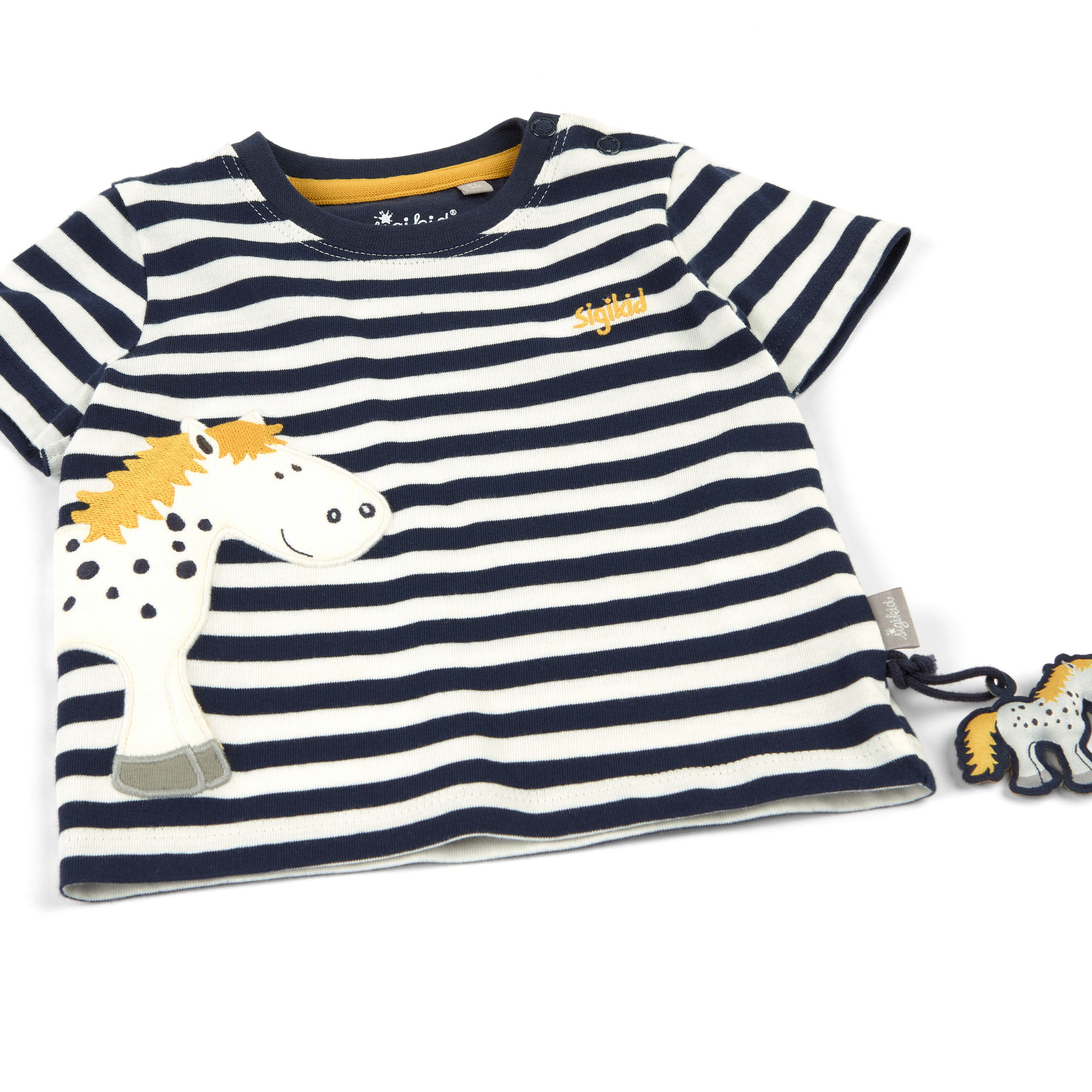 Baby T-Shirt Pony, blau-weiß geringelt