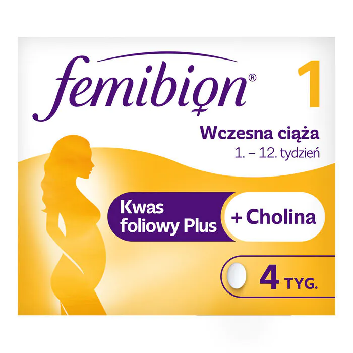 Femibion 1 ankstyvojo nėštumo metu, vitaminų ir mineralų rinkinys moterims pirmąjį nėštumo trimestrą, dengtos tabletės