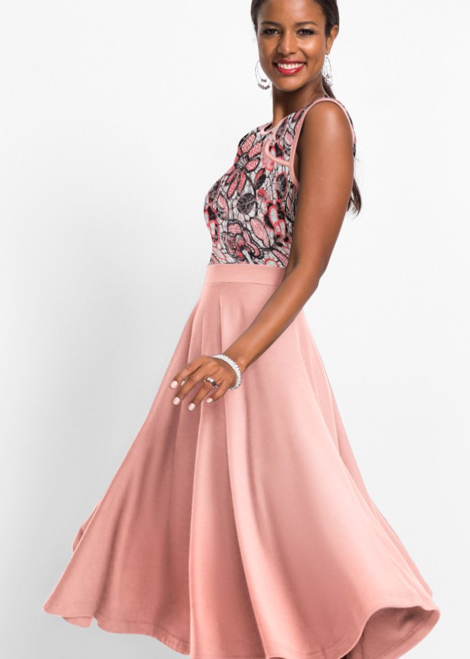 Midikleid mit Spitzeneinsatz