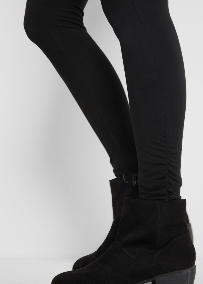 Baumwoll-Leggings mit breitem Bequembund und Raffungsdetail