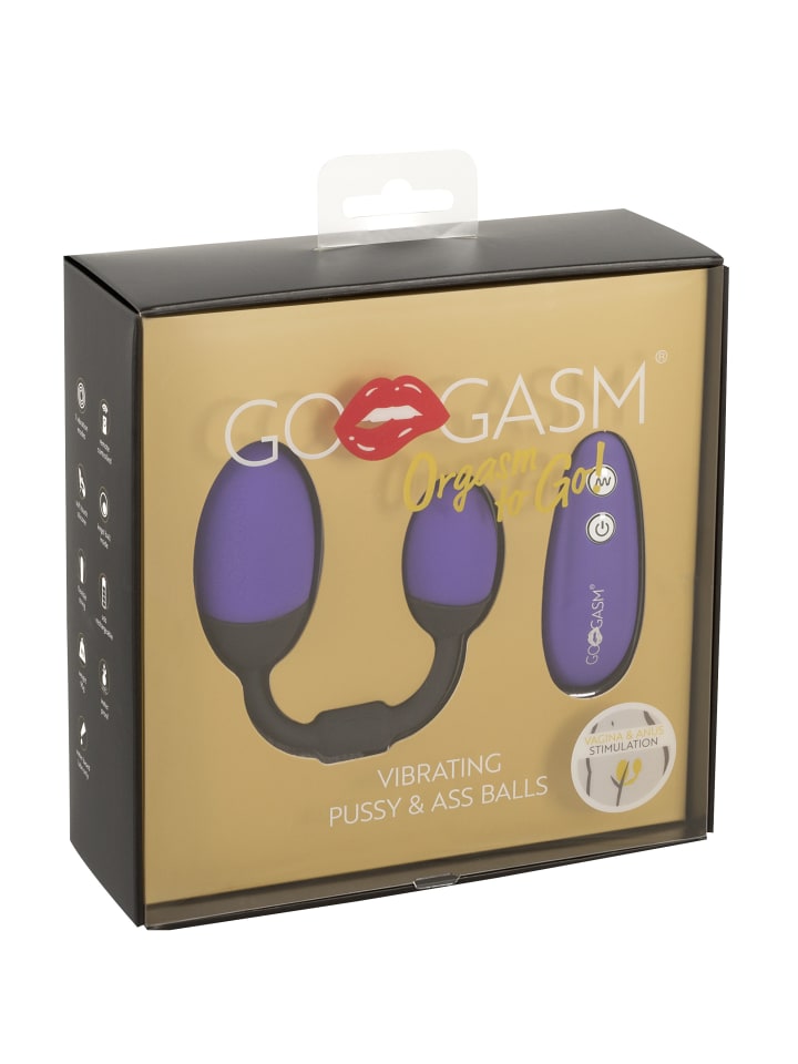 GoGasm vibrierende Liebeskugel Pussy & Ass Balls in lila günstig kaufen 21 cm