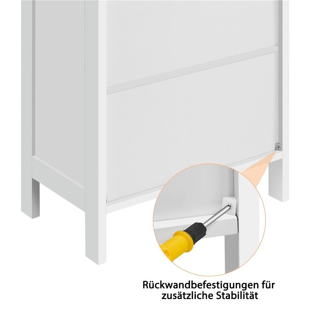 Yaheetech Badkommode Badschrank Küchenschrank, Sideboard Weiß 93*50*30cm
