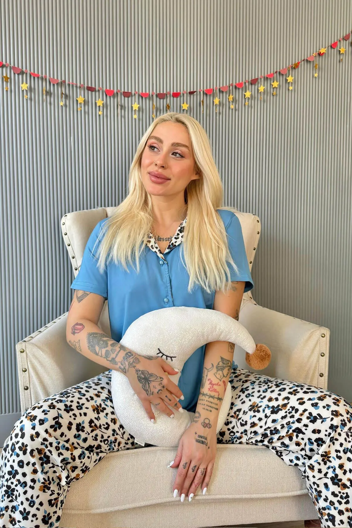 Pijamaevi  Pyjama set - Blau - Unifarben
