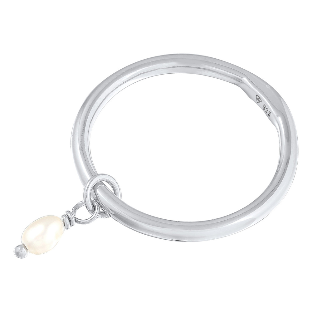 Elli Elli Bague Femmes Pile Basique avec Perle d'eau douce en Argent Sterling 925 Bague
