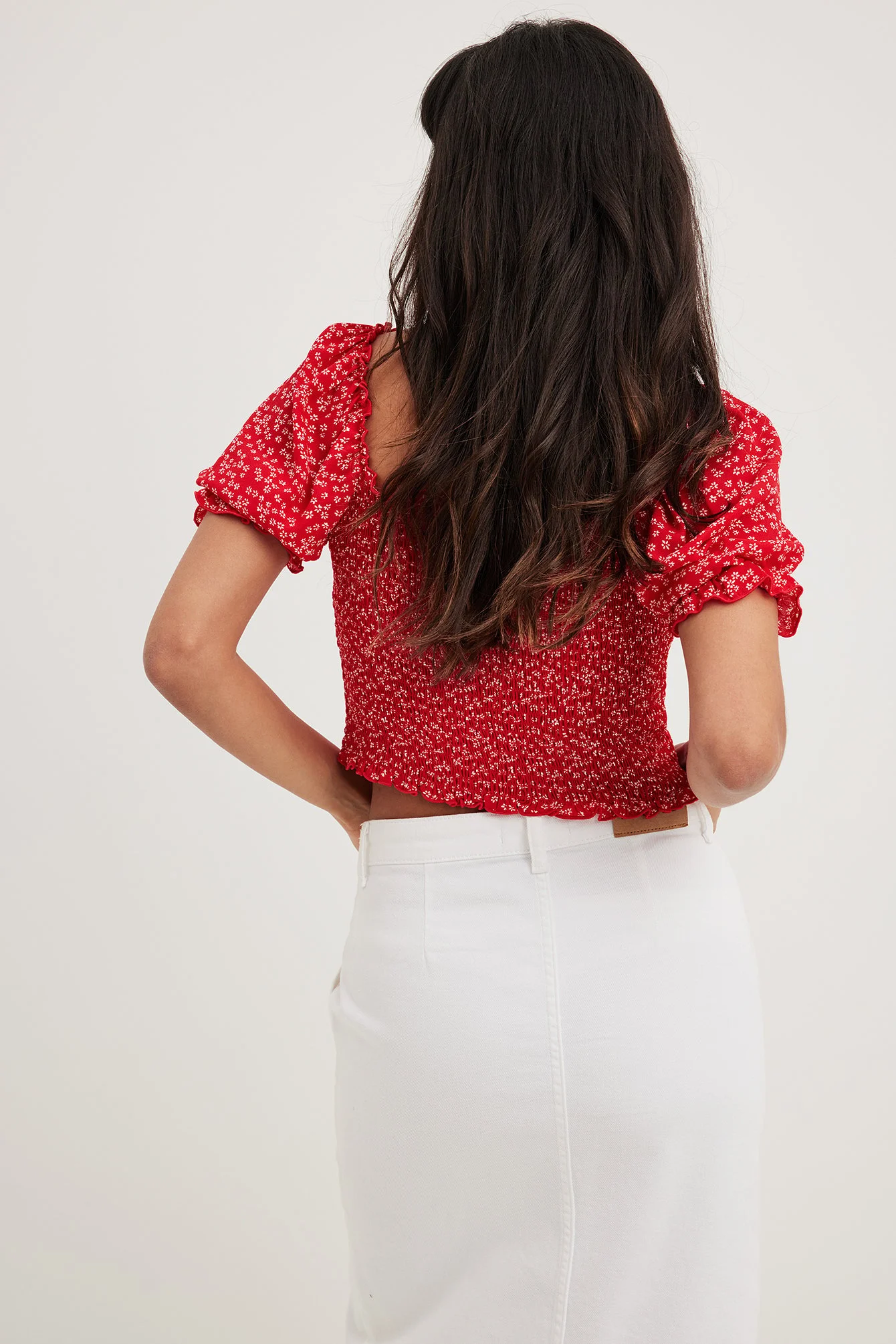 Recyceltes recyceltes Smock-Crop-Top
