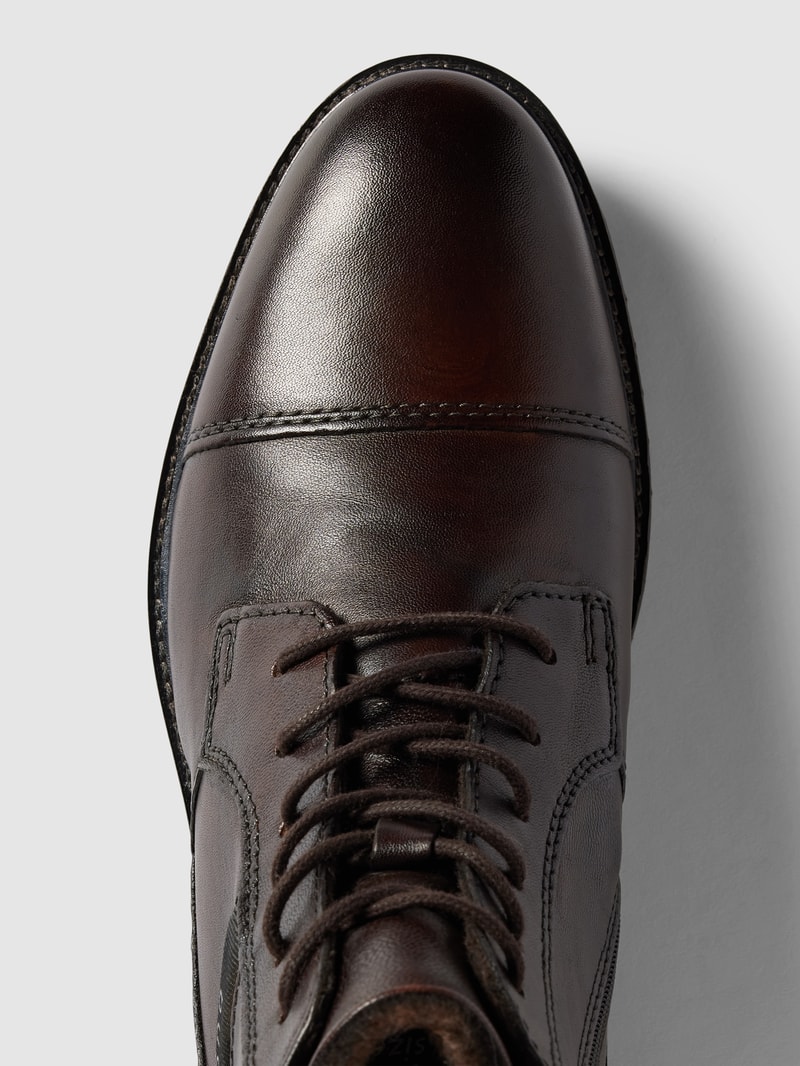 Schnürstiefel mit Label-Print in mittelbraun