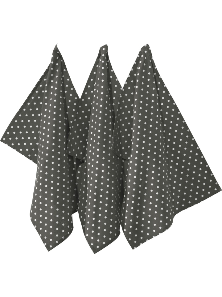 REDBEST Baumwolle Geschirrtuch 3er-Pack Orlando in grau günstig kaufen 50 x 70 cm