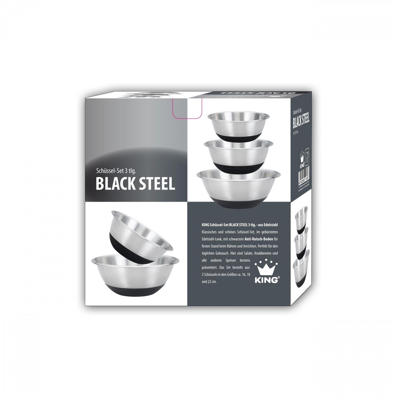 KING Schüsselset Black Steel 3 tlg.