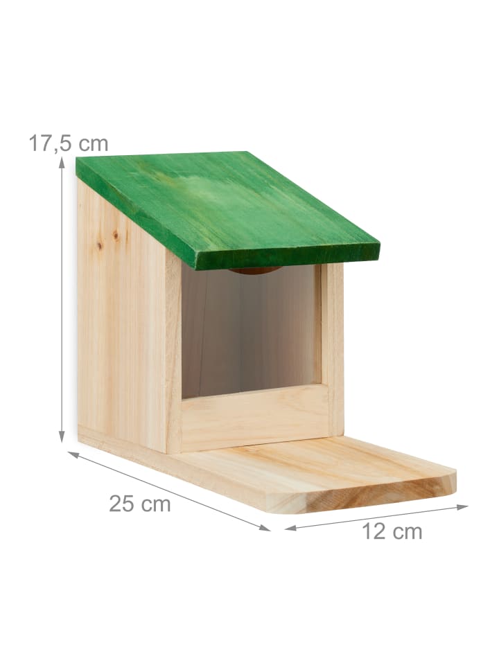 relaxdays Eichhörnchen Futterhaus in Natur/ Grün günstig kaufen onesize
