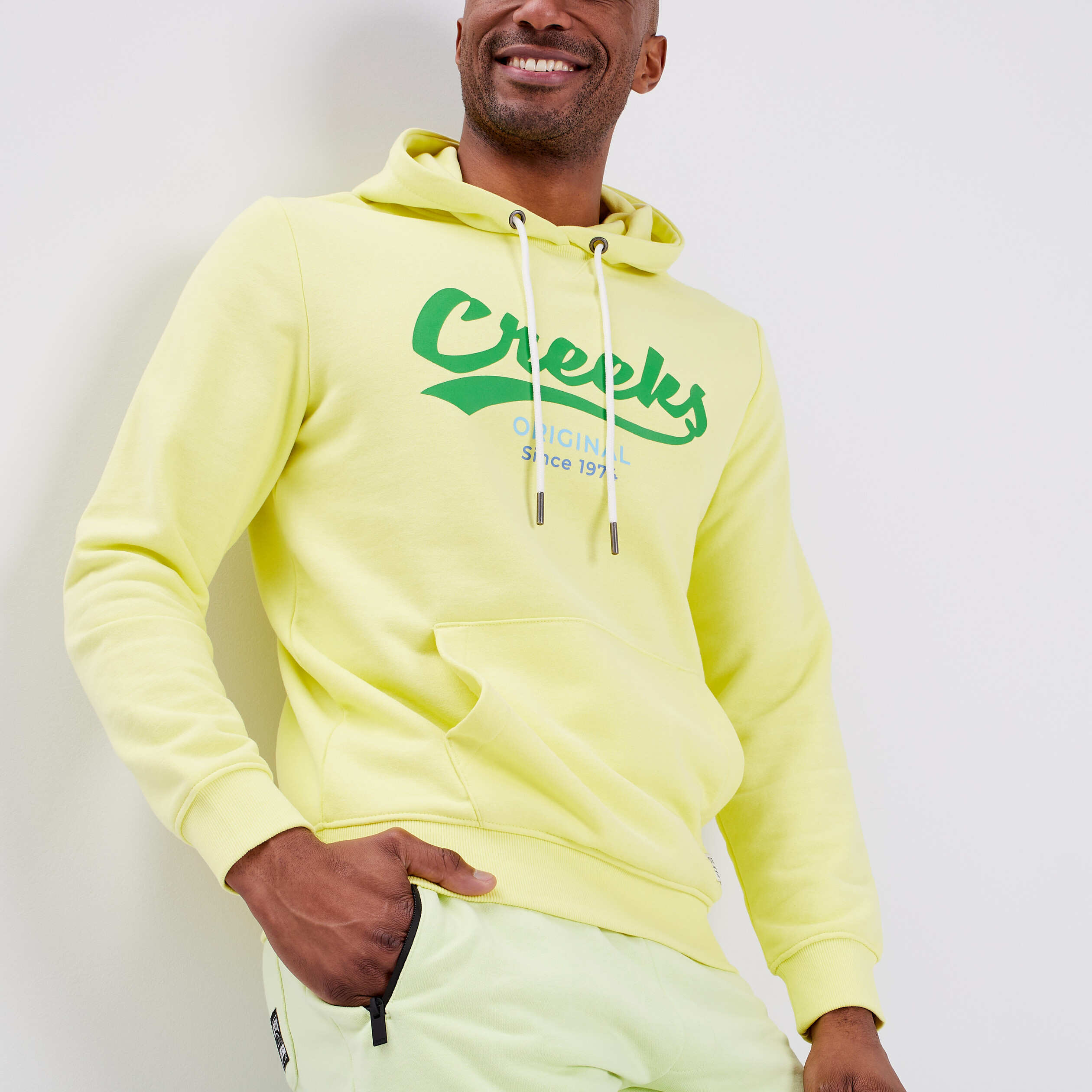 Sweat à capuche hoodie Creeks jaune homme | La Halle