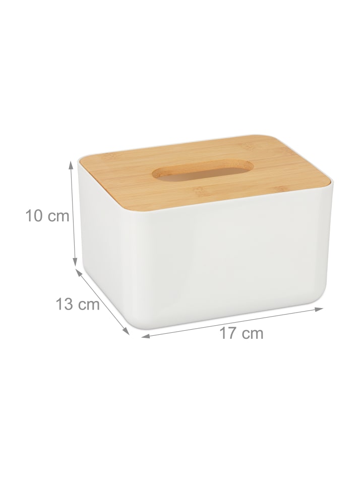 relaxdays Tücherbox in Weiß/Natur - (B)17 x (H)10 x (T)13 cm günstig kaufen onesize