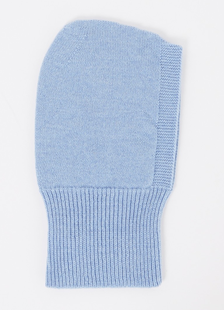 Hvid Balaclava ribu adīta vilnas cepure