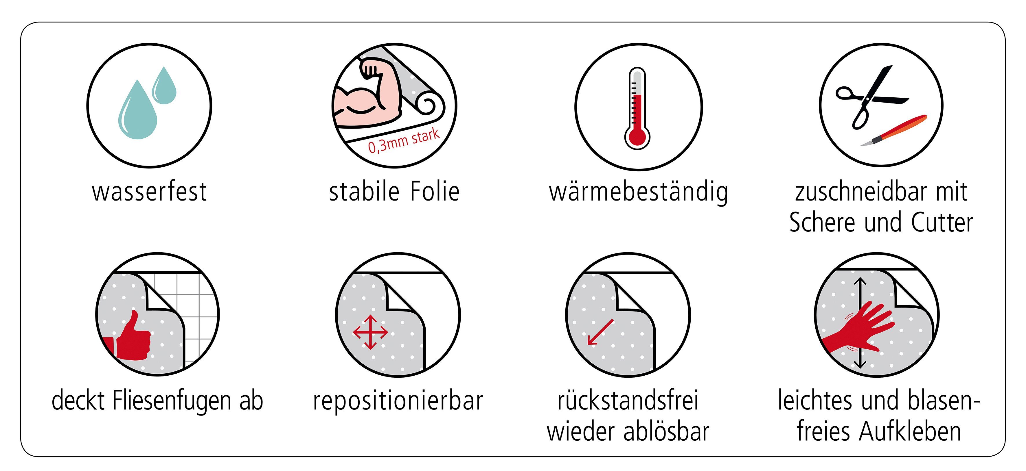 MySpotti Küchenrückwand fixy Stefano Fliese, selbstklebende und flexible Küchenrückwand-Folie