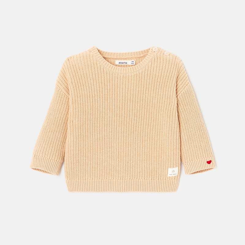 Pull tricot maille perlée beige mixte Absorba