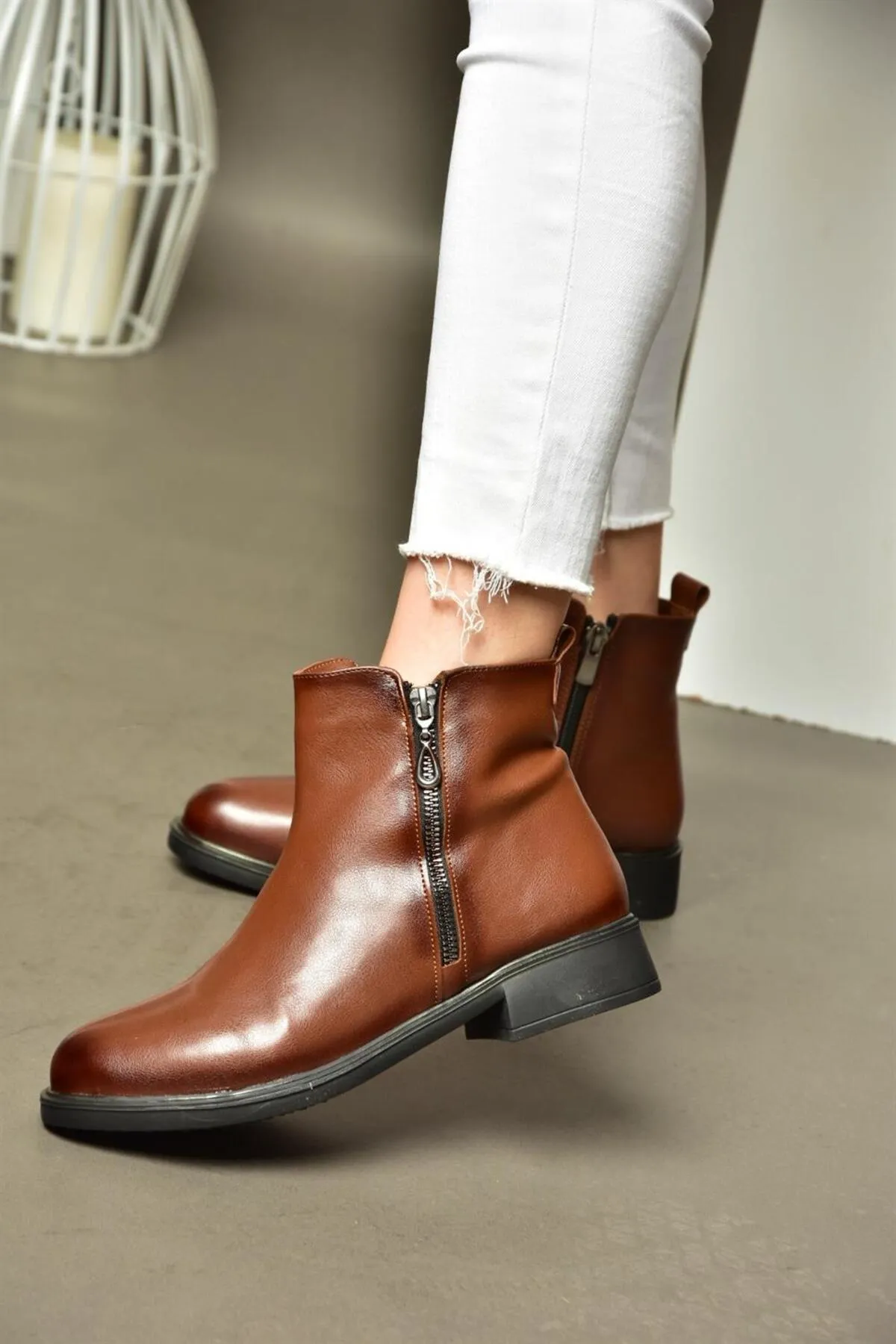 Fox Shoes  R374050409 Hellbraune Damenstiefel mit niedriger Sohle