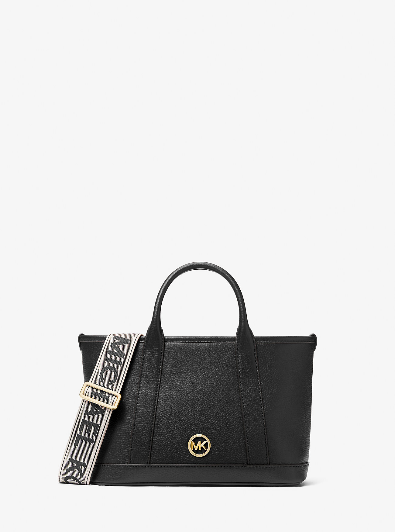 Luisa Small Pebbled Leather Satchel - BLACK
