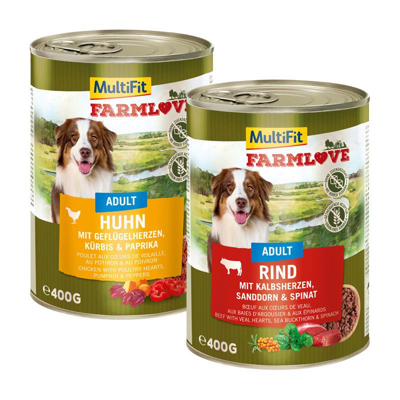 MultiFit Hundenassfutter MultiFit Farmlove Adult Mixpaket 6x400g