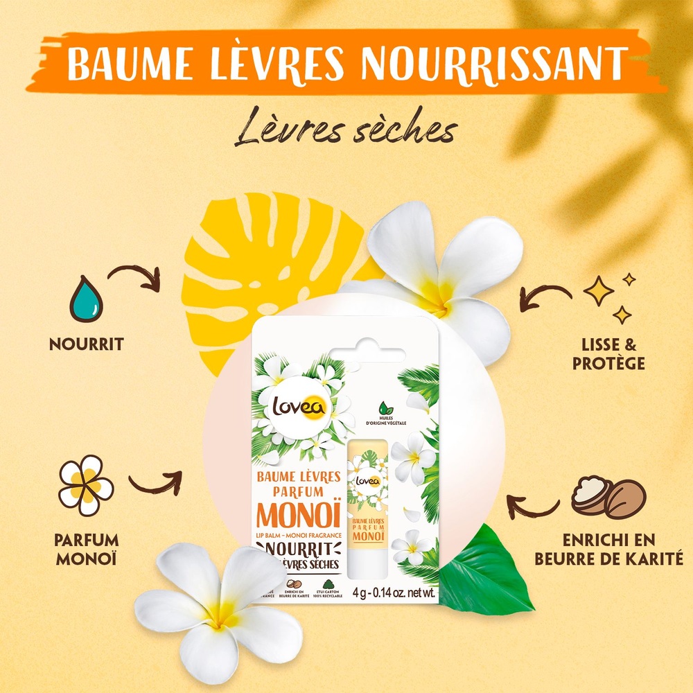 lovea Baume Lèvres Parfum Monoï Baume Lèvres - Lèvres Sèches