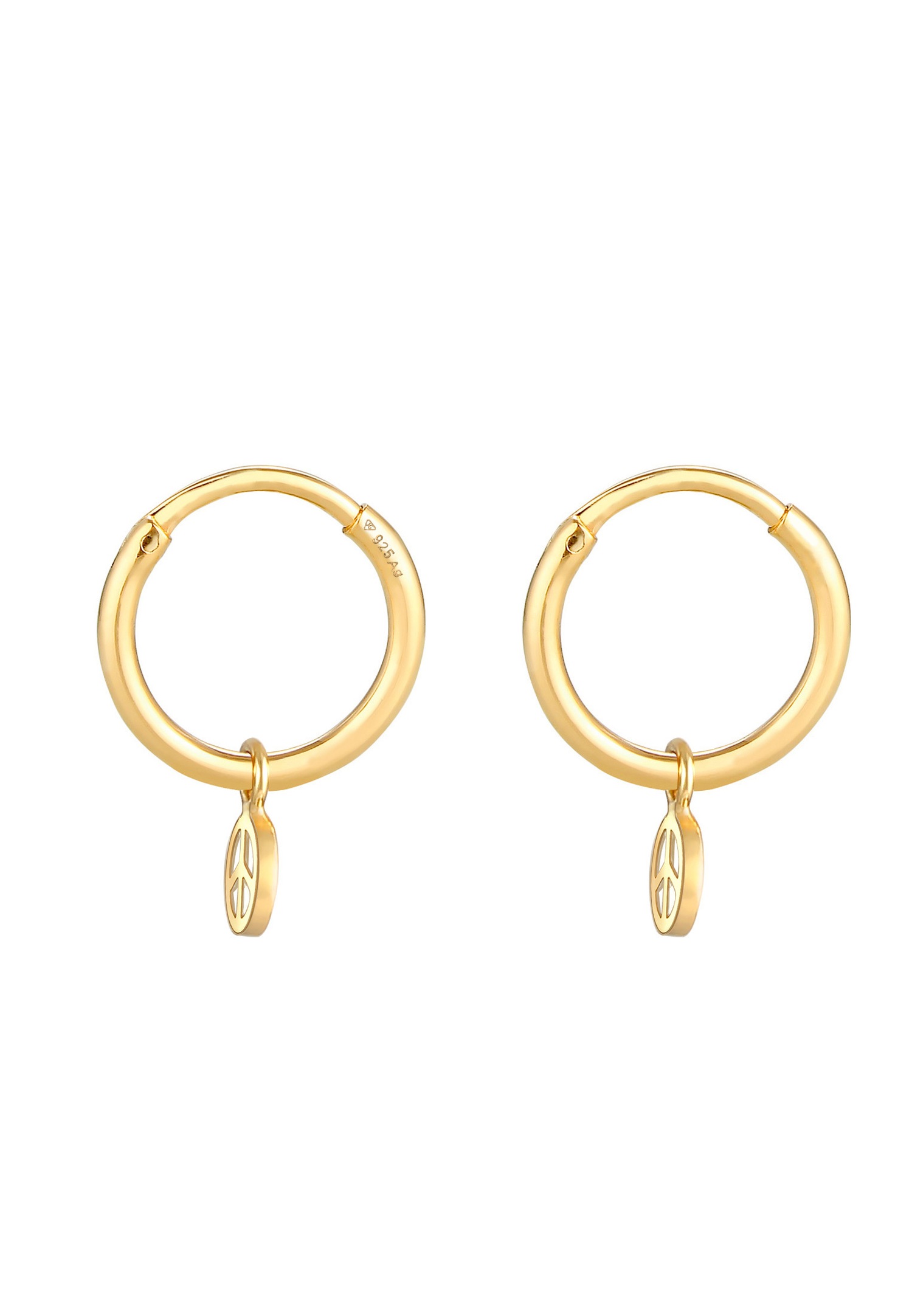 Kolczyki-koła Elli Women's Peace Symbol Boho ze srebra próby 925
