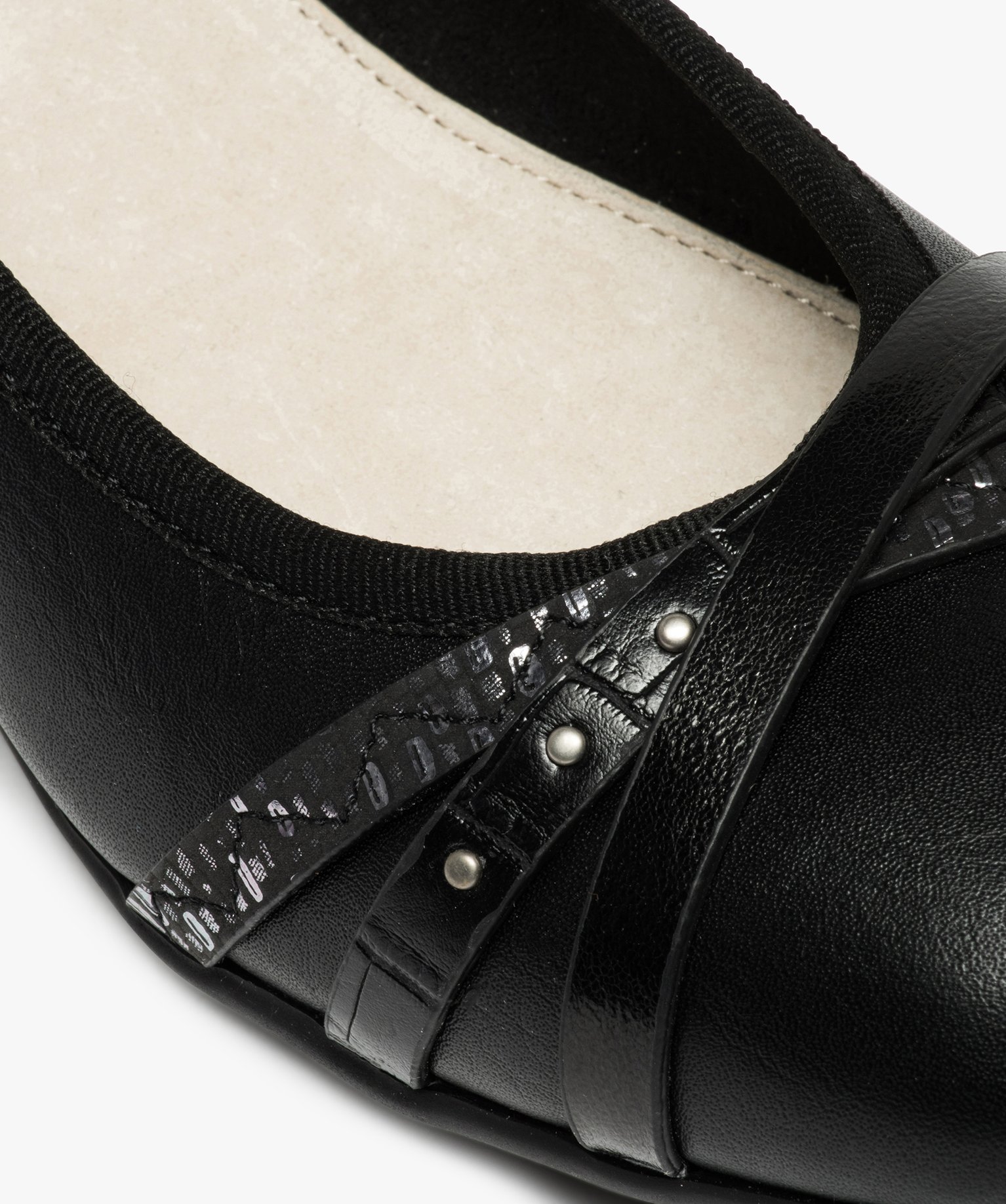Ballerines femme unies à talon plat et brides fantaisie noir | GEMO