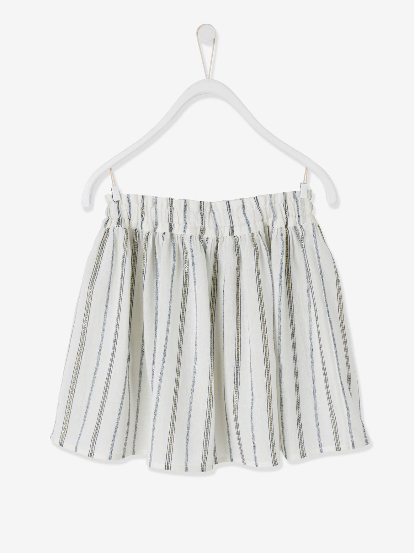 Jupe courte rayée fille gris ardoise rayé
