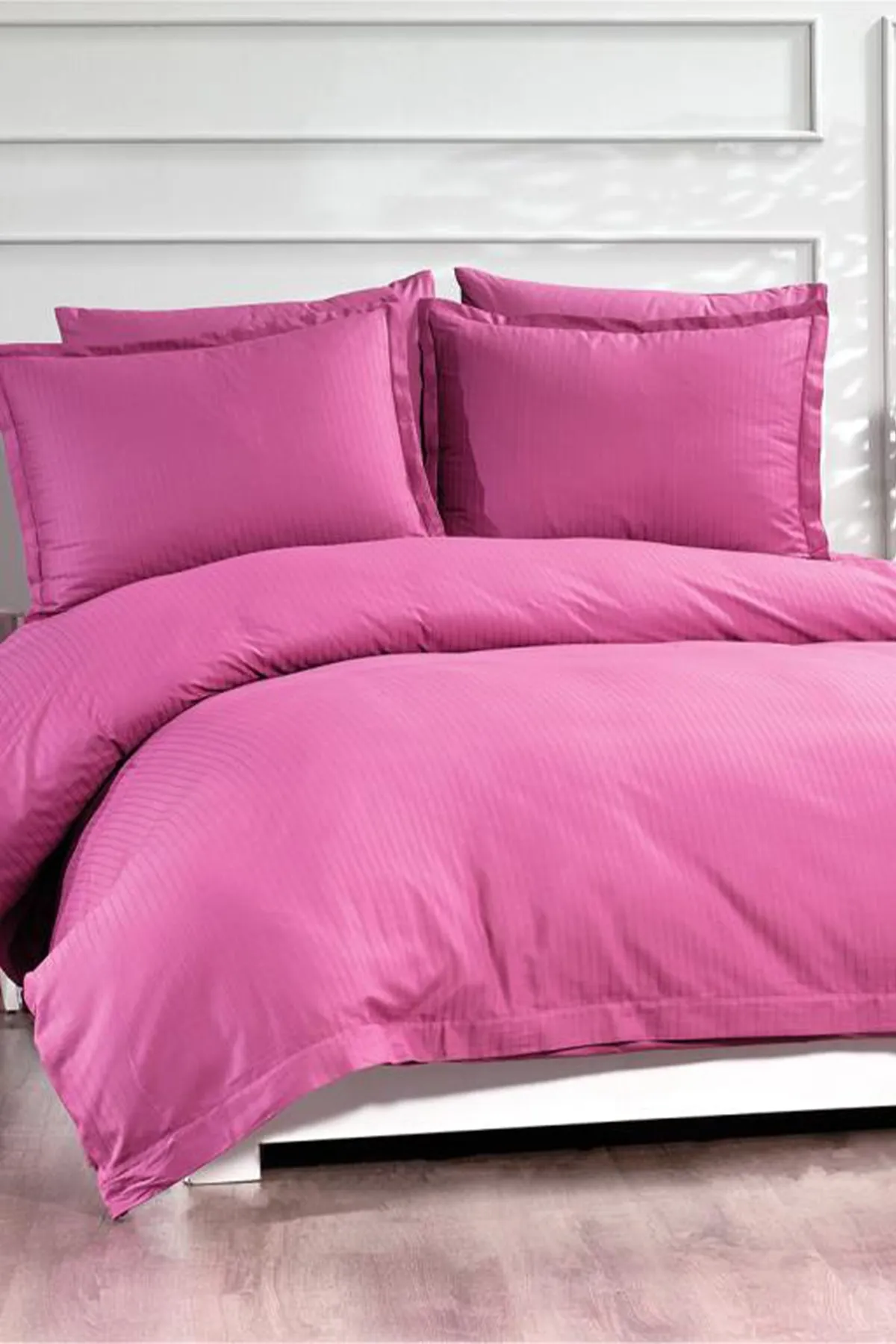 Çeyiz Diyarı  Satin-Elegantes Dobby-Doppelbettbezug-Set, Pflaume
