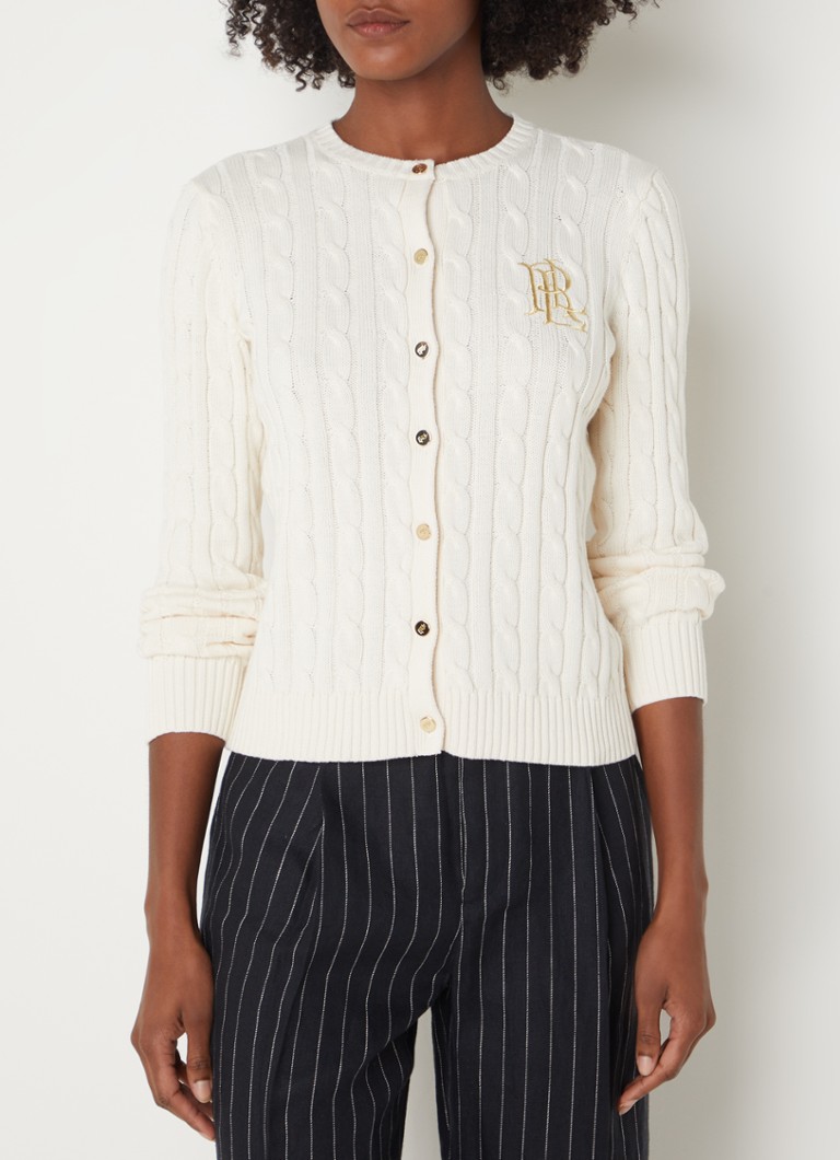 Vestă tricotată cu cabluri Ralph Lauren și logo brodat