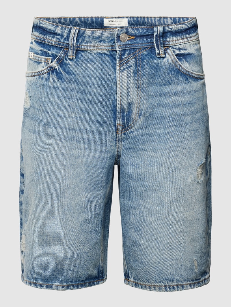 Loose Fit Jeansshorts im Destroyed-Look in jeans