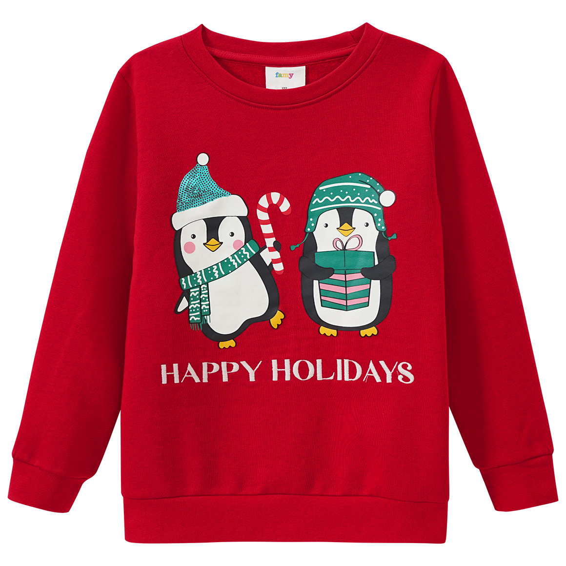 Mädchen Weihnachtssweatshirt mit Applikation rot