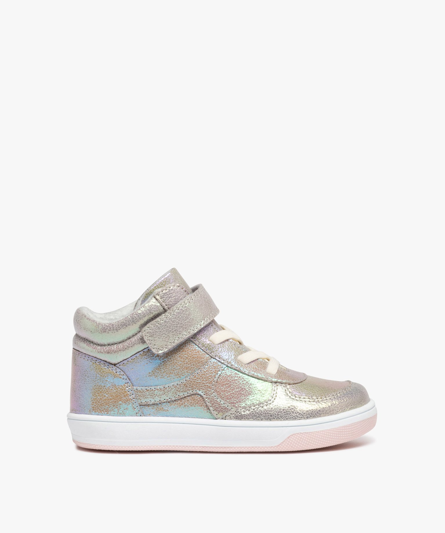 Baskets mid-cut fille avec dessus irisé et fermeture scratch argent | GEMO