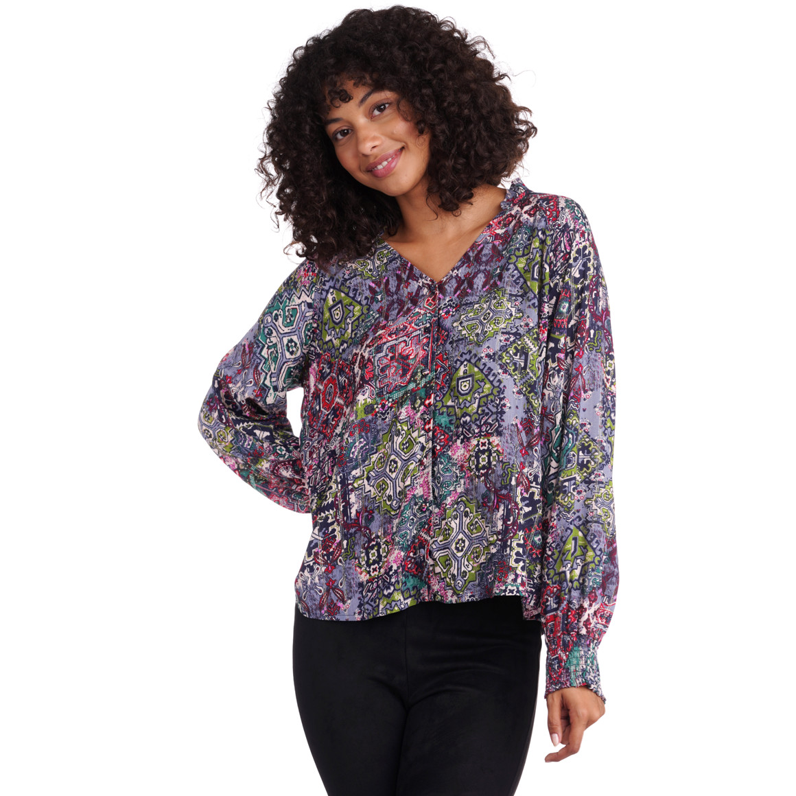 Damen Bluse mit buntem Allover-Print