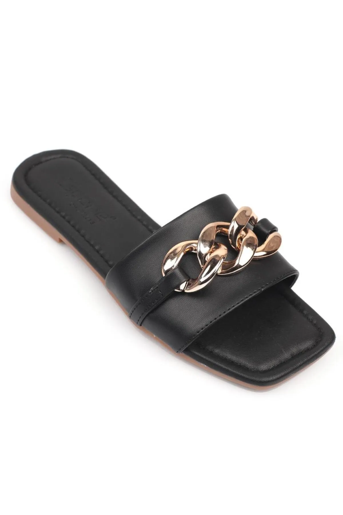Capone Outfitters  Capone Single Band Chain Schwarze Damenhausschuhe